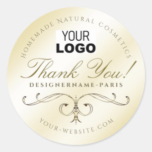 Light Gold Colour Gradient Gradience Ornate Logo Classic Round Sticker