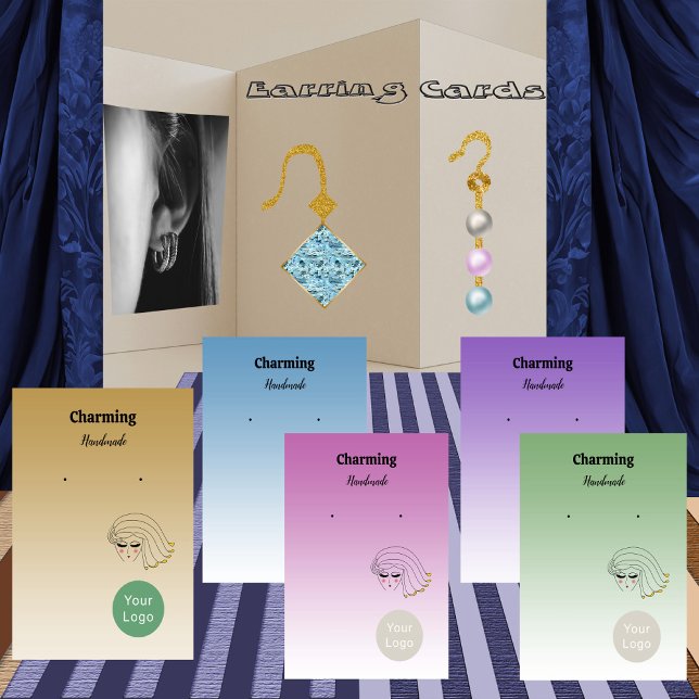Light Gold Colours, Pretty Girl Face Earring Cards (Creator Uploaded)