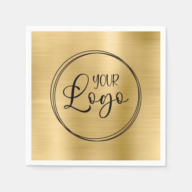 Light Gold Foil Business Logo Napkin (Front)