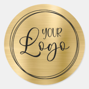 Light Gold Foil Your Business Logo Here Classic Round Sticker