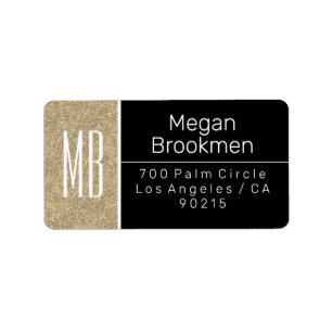 Light Gold Glitter/B&W/DIY Name Address Monogram Label