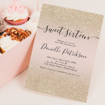 light gold glitter sparkles pink ombre sweet 16 invitation<br><div class="desc">A modern,  original and simple faux light gold glitter ombre Sweet 16 birthday invitation on a fully customisable blush pink colour background with a modern typography.</div>