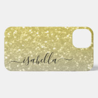 Light gold grey ombre faux sparkles Custom name