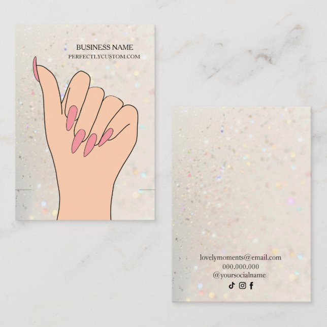 Light gold Holographic Glitter Bracelet Display  Business Card (Front/Back)