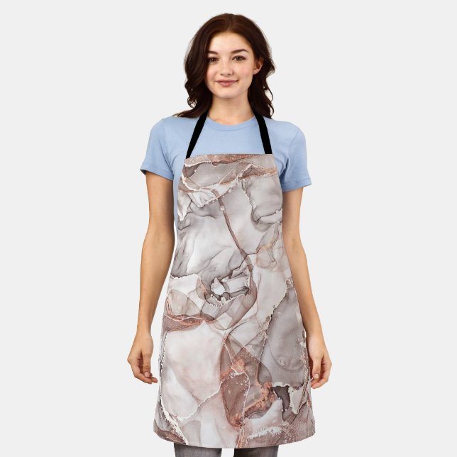 LIGHT GOLD MARBLE AGATE SILVER GLITTER GLAM APRON (Worn)