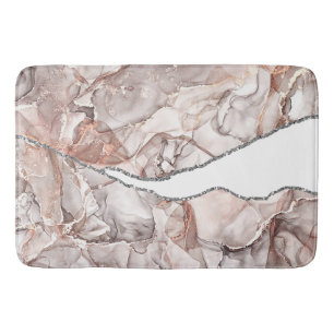 LIGHT GOLD MARBLE AGATE SILVER GLITTER GLAM BATH MAT