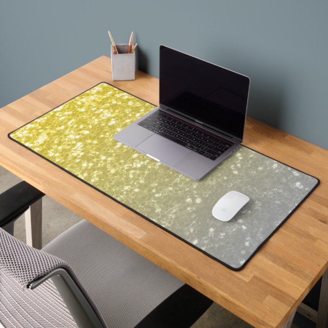 Light gold silver grey ombre faux sparkle bling desk mat (Office 2)