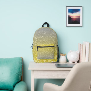 Light gold silver grey ombre faux sparkle printed backpack