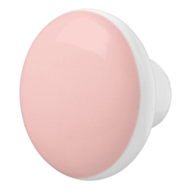 Light Gossamer Pink, Solid Colour Pastel Pink Ceramic Knob (Right)