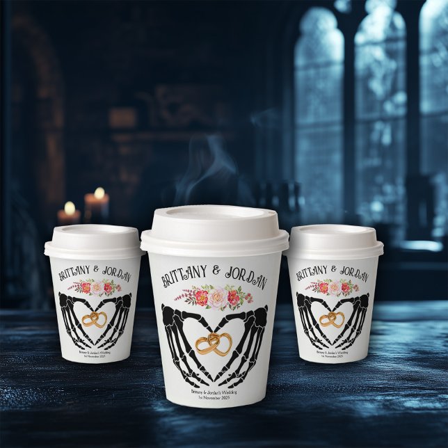 Light Gothic Skeleton Hands Wedding Paper Cups (Creator Uploaded)