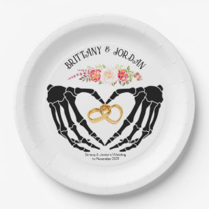 Light Gothic Skeleton Hands Wedding Paper Plate