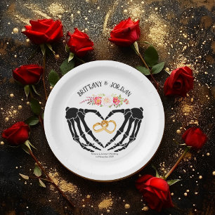 Light Gothic Skeleton Hands Wedding Paper Plate