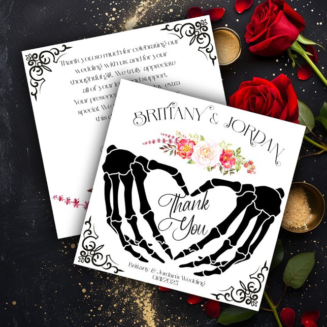 Light Gothic Skeleton Hands Wedding Thank You Card (Creator Uploaded)