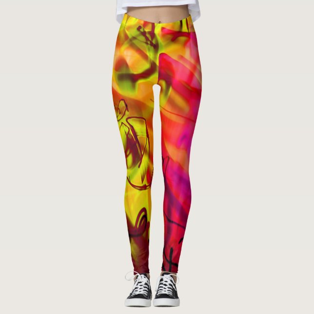 Light Graffiti Urban Graphic Art modern abstract  Leggings (Front)