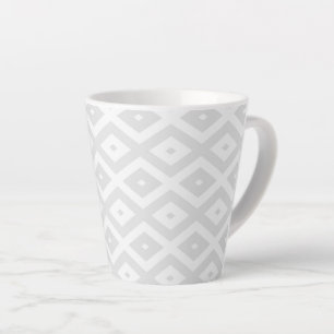 Light gray and white diamond pattern latte mug