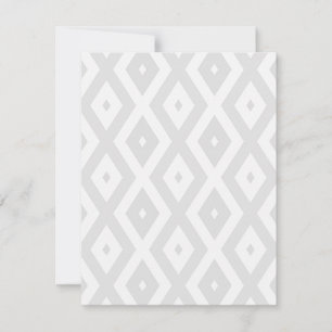 Light gray and white diamond pattern RSVP card