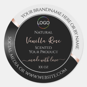 Light Gray Black Wavy Rose Gold Labels with Logo