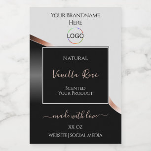 Light Gray Black Wavy Rose Gold Labels with Logo