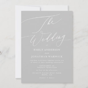 Light Gray Classic Calligraphy The Wedding Invitation