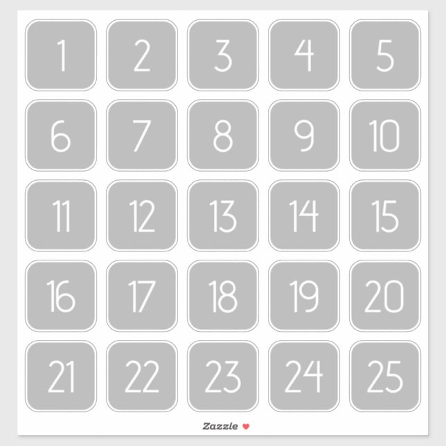 Light Gray Customizable Square Number Stickers  (Sheet)