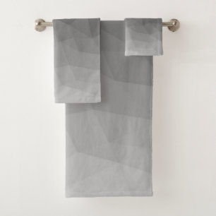 Light gray gradient geometric mesh pattern bath towel set