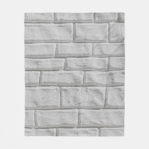 Light gray or white brick wall surface texture bac fleece blanket