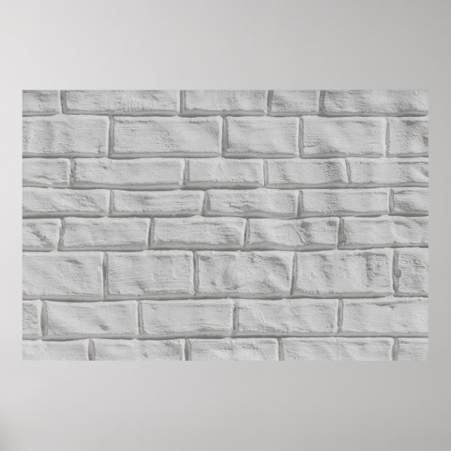 Light gray or white brick wall surface texture bac poster (Front)