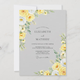 Light Gray Radiant Botanical Wedding Invitation