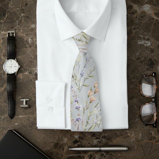 Light Gray Wildflower  Tie (Creator Uploaded)