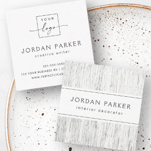 Light gray wood custom logo elegant square business card
