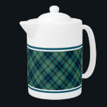 Light Green and Blue Clan Keith Ancient Tartan<br><div class="desc">Teapot with the ancient family tartan for Clan Keith. Vintage Scottish plaid from 1838 in light blue and green,  with black highlights. Choose from two sizes. Matching teacups and mugs available.</div>