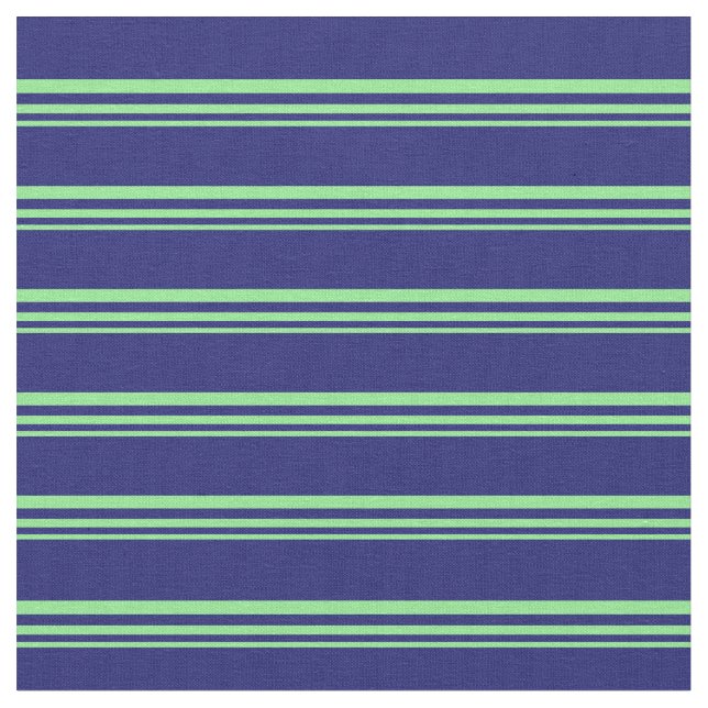Light Green and Midnight Blue Coloured Lines Fabric (Close Up)