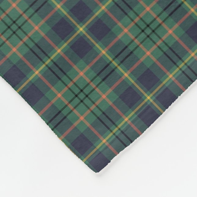 Light Green and Navy Blue Taylor Clan Tartan Fleece Blanket (Corner)