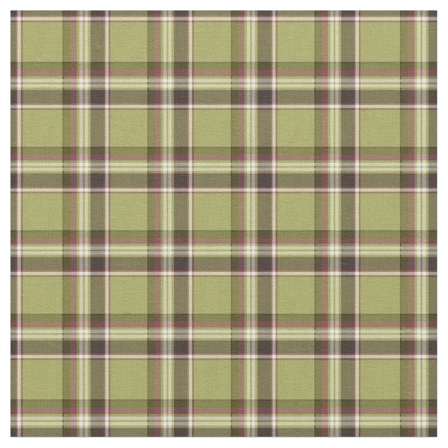 Light Green and Purple Rustic Plaid Fabric (Close Up)