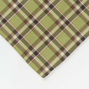 Light Green and Purple Rustic Plaid Fleece Blanket