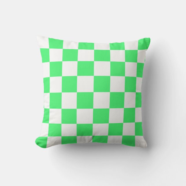 Light Green and White Checks Cushion (Front)