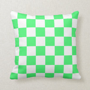 Light Green and White Checks Cushion
