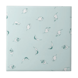 Light Green and White Leaves Tile