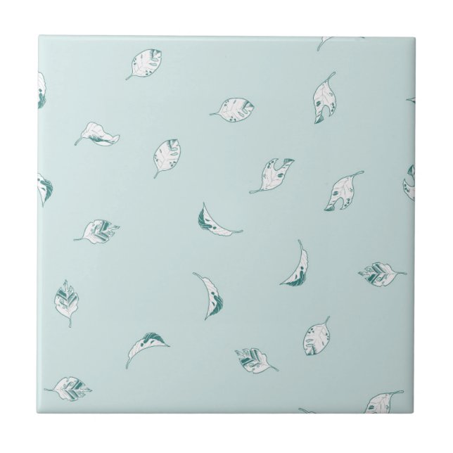 Light Green and White Leaves Tile (Front)