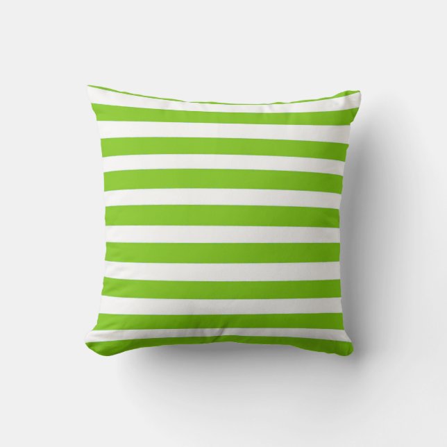 Light Green and White Stripes Cushion (Front)
