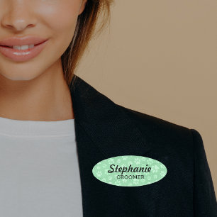 Light Green Animal Paw Print Name Tag