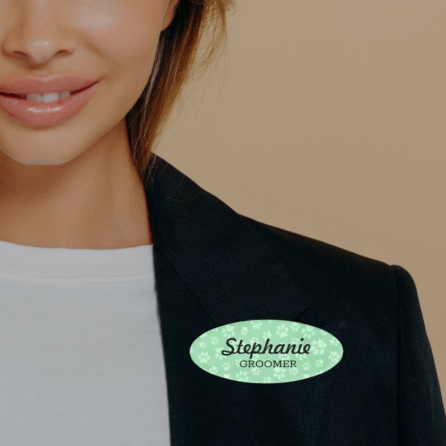 Light Green Animal Paw Print  Name Tag (Creator Uploaded)
