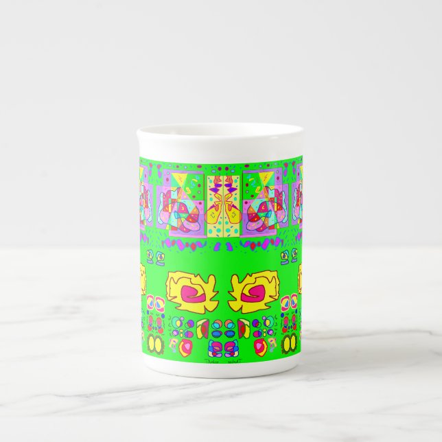 Light Green art design on a china mug (Front)