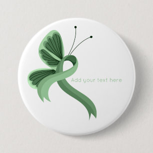 Light Green Awareness Ribbon Butterfly  Button