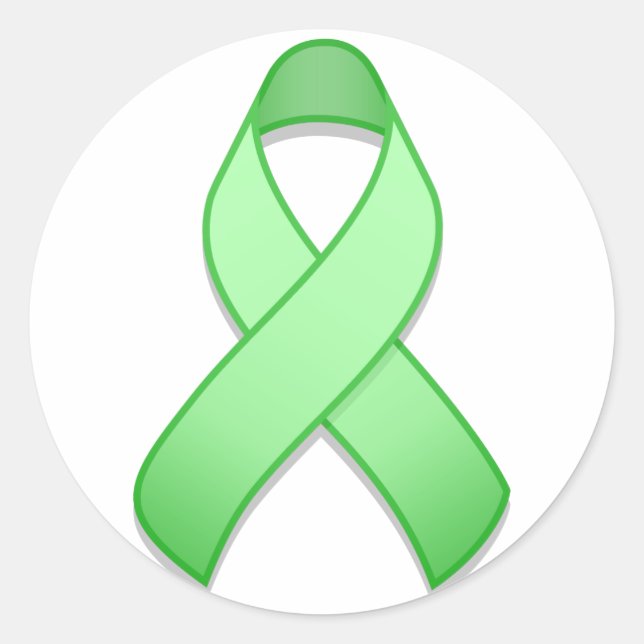 Light Green Awareness Ribbon Round Sticker (Front)