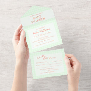 Light Green Baby Shower All in One Invitation