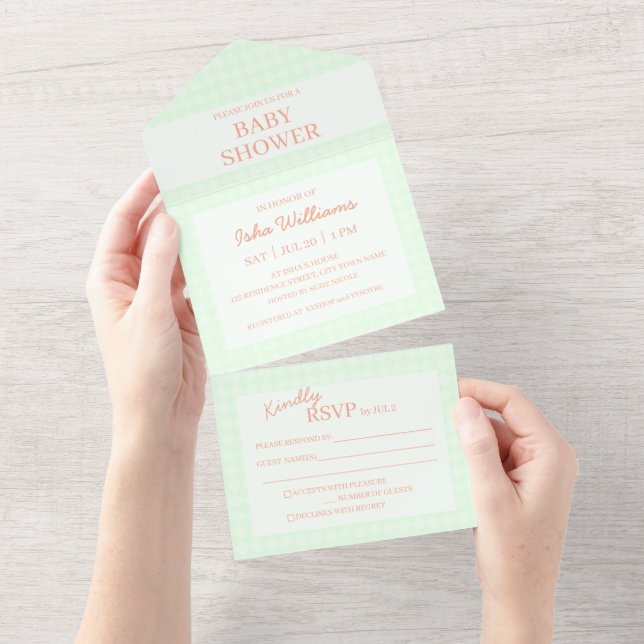 Light Green Baby Shower All in One Invitation (Tearaway)