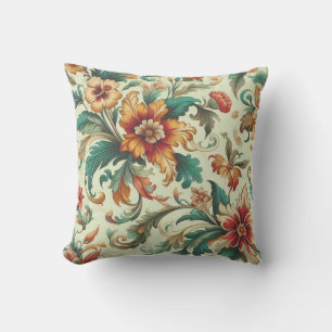 Light Green Background Vintage Foliage Cushion