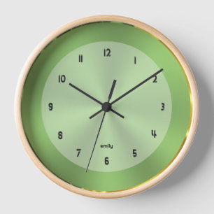 Light green background with a shiny stroke border. clock