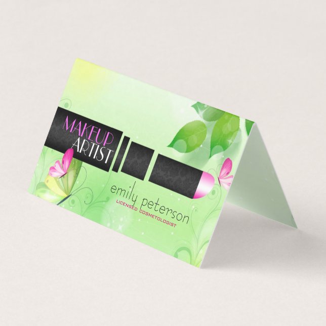 Light Green Background With Black Beauty Symbol Business Card (Front)